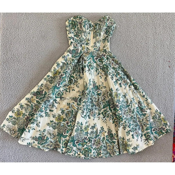Vintage 50s California Colony Dress Full Skirt Strapless Sequins - Picture 1 of 16